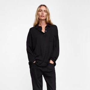 Zara Knit oversized polo shirt